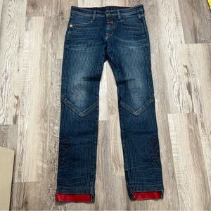 Le Jean De Marithe Francois Girbaud Pin Striped Straight Leg Jeans Size 33x34